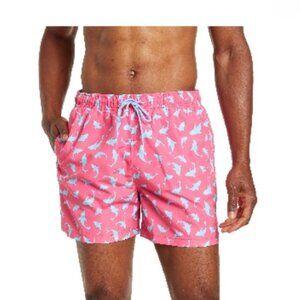 Happy Hour Medium (see measurements) XL Swim Trunks Shorts Pink Shark Wear